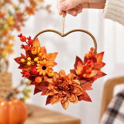2-Piece Heart-Shaped Maple Leaf Fall Wreath Set