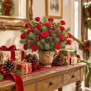Red Rose and Pine Berry Artificial Floral Pick Set