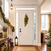 Red Bow Christmas Window Swag Set
