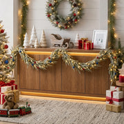 Christmas Mantel Garland with Red Berry Swags