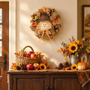 17.7-Inch Scarecrow Sunflower Fall Door Wreath