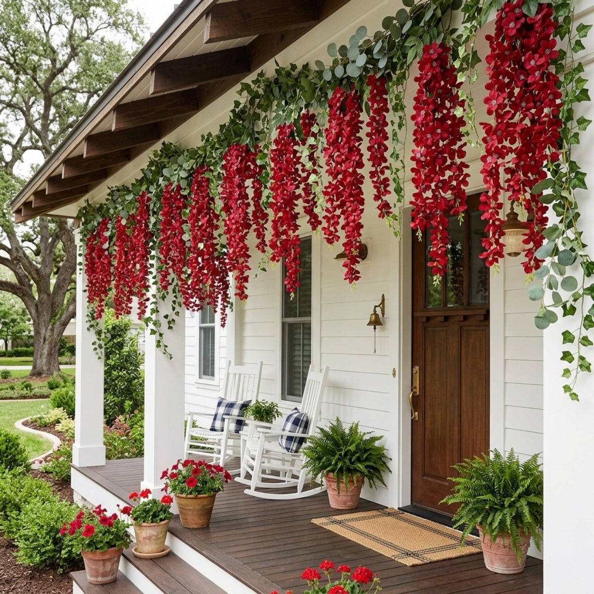 Wisteria Hanging Flowers Dense Faux Vine Garland 2pcs | 6 Colors for Wedding Arch Backdrop Home Party & Wall Decor
