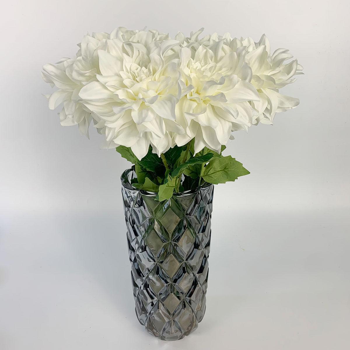 Artificial Dahlia Flowers | Chinese Pastoral Style Realistic Faux Blooms for Home Garden Interior & Commercial Decor in White Pink