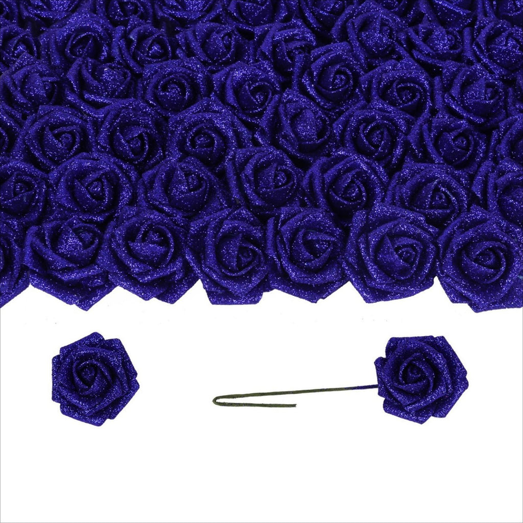 Glitter Roses Bouquet with Stems 50pcs | DIY Wedding Bridal Bouquet Valentine's Day Party & Home Decor in Gold Silver Blue Red Black