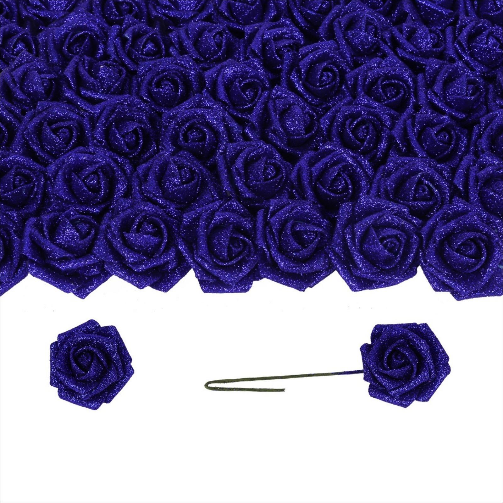 Glitter Roses Bouquet with Stems 50pcs | DIY Wedding Bridal Bouquet Valentine's Day Party & Home Decor in Gold Silver Blue Red Black