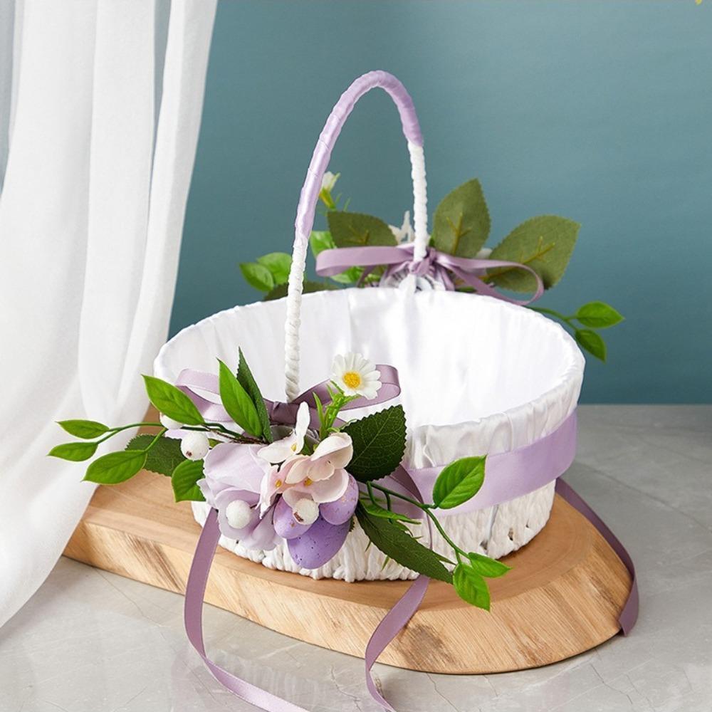 Simulation Flower Basket Centerpiece | Wedding Anniversary Holiday Banquet & Party Decor in Pink White Green Purple