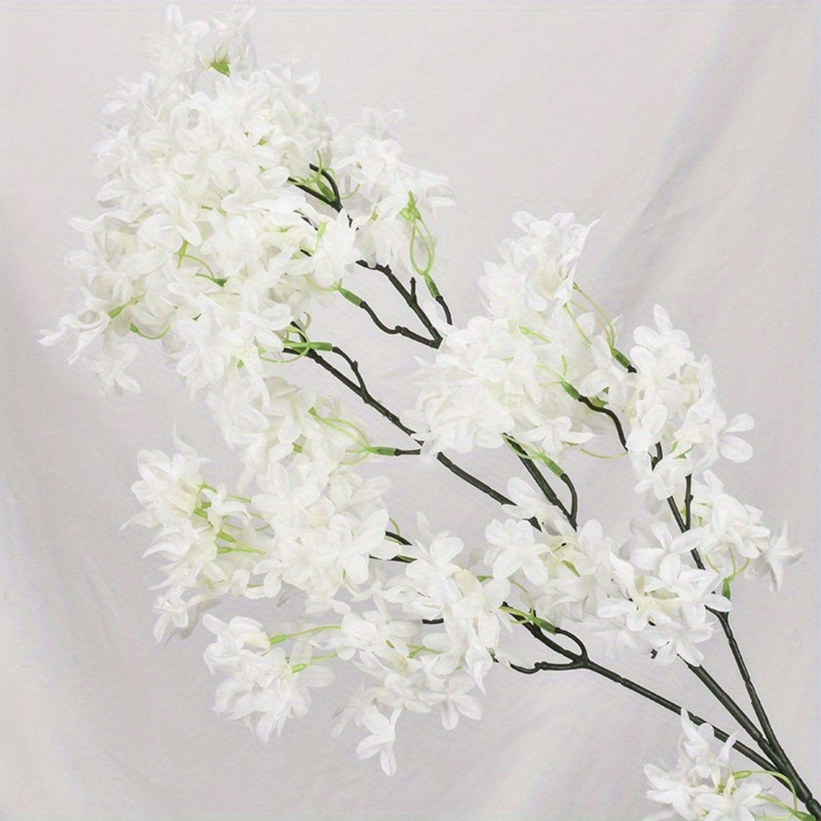 Long Stem Artificial Magnolia Flowers 4pcs 38 Inch Silk | Home Decor Floor Vase & Indoor Arrangement in White