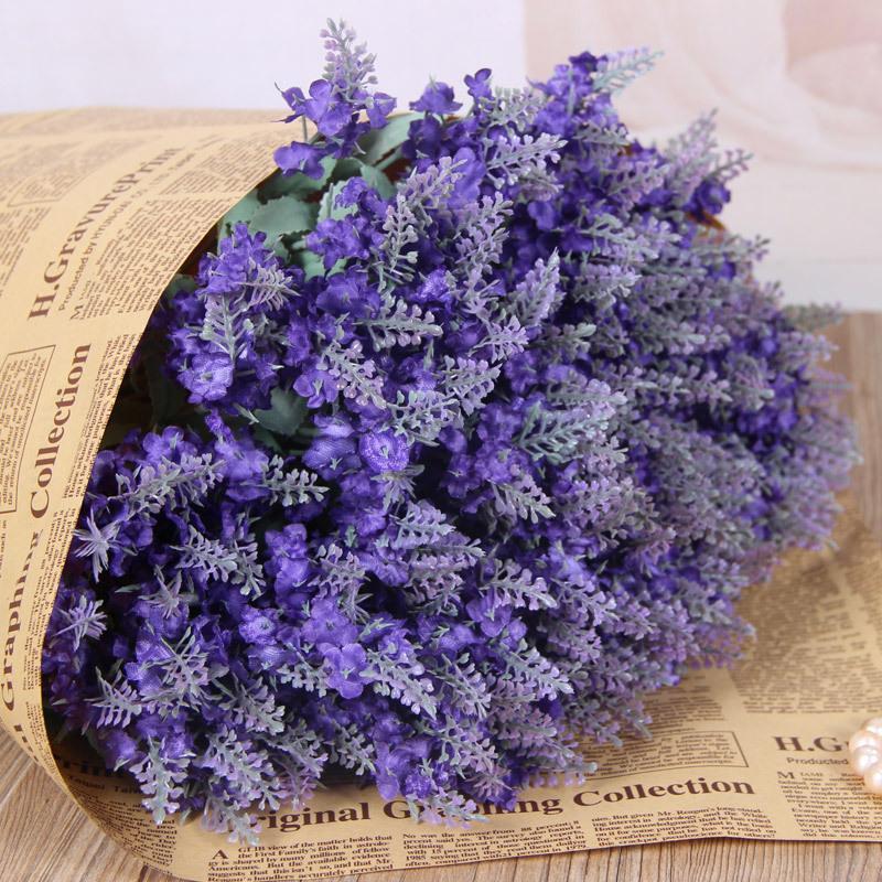 Artificial Lavender Bouquet 6 Bundles | Home Wedding Office Garden Patio Indoor & Outdoor Decor in White Light Purple Purple