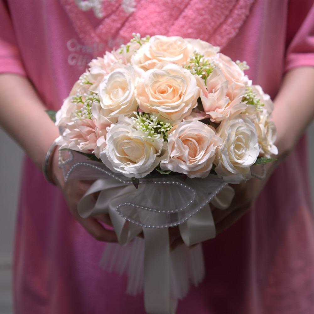 Artificial rose bridal bouquet full arrangement for wedding ceremony