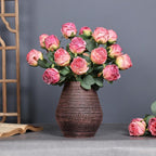 Burnt Edge Real Touch Rose Simulation Flowers | Living Room Dining Table Wreath Crafts Valentine's Day Decor in White Champagne Orange Pink