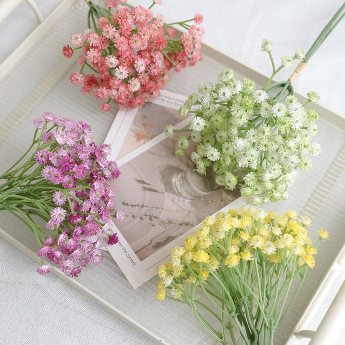 Artificial Baby's Breath Gypsophila Bouquet Flowers | Wedding Party Garden Home & DIY Decoration in White Pink Blue Green Purple Yellow
