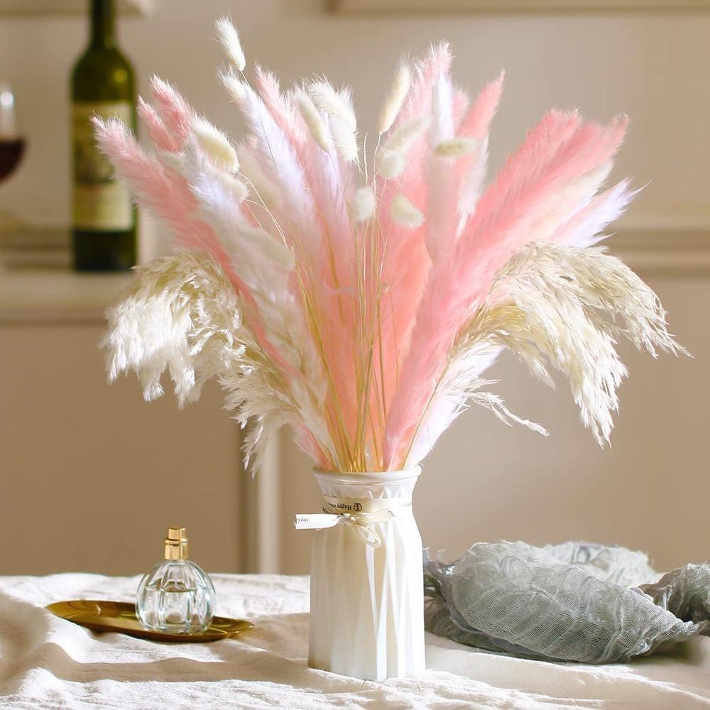 Blush Pink Dried Pampas Grass Bouquet | Natural Boho Wedding Home Farmhouse Decor Centerpiece