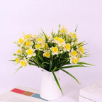 Artificial Daffodils Flowers 5 Bundles | Faux Spring Blooms for Wedding Home Garden & Photography Decor in Yellow Beige
