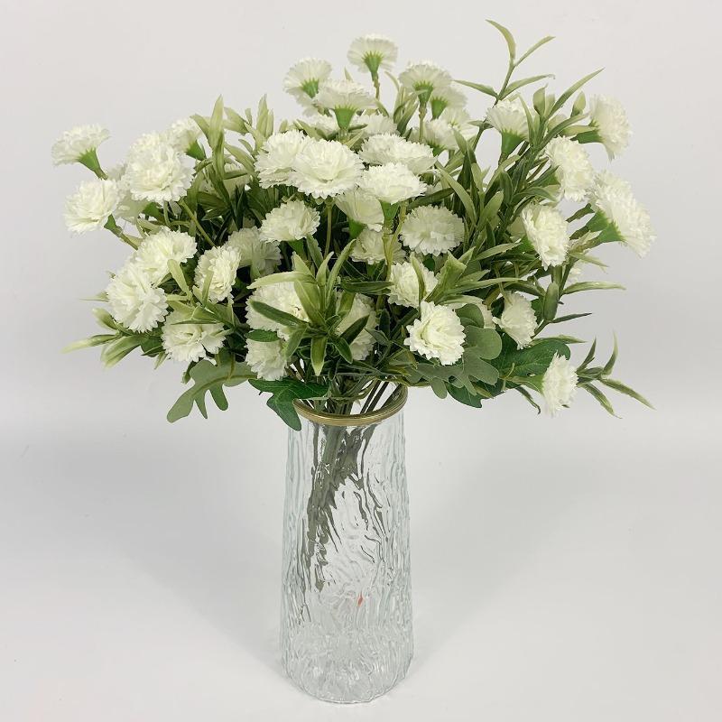 Artificial Carnation Bouquet 4pcs White | Countryside Style Mother's Day Home Decor Birthday & Anniversary Gift