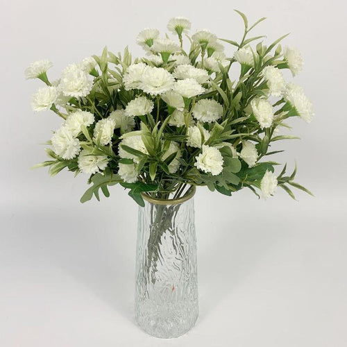 Artificial Carnation Bouquet 4pcs White | Countryside Style Mother's Day Home Decor Birthday & Anniversary Gift