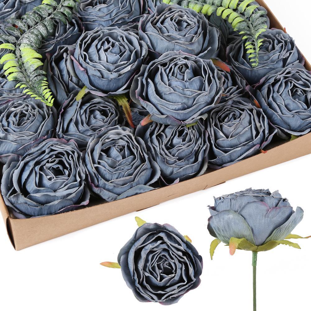Artificial Rose Heads Bulk 20pcs | Wedding Centerpiece Valentine's Day Home Decor & DIY Crafts in 12 Colors