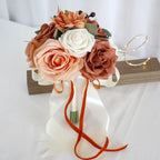 Blue artificial rose bridal bouquet for bride bridesmaid tossing wedding ceremony prom
