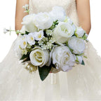 Artificial Rose Bridal Bridesmaid Bouquet | Wedding Church Valentine's Day in Champagne White
