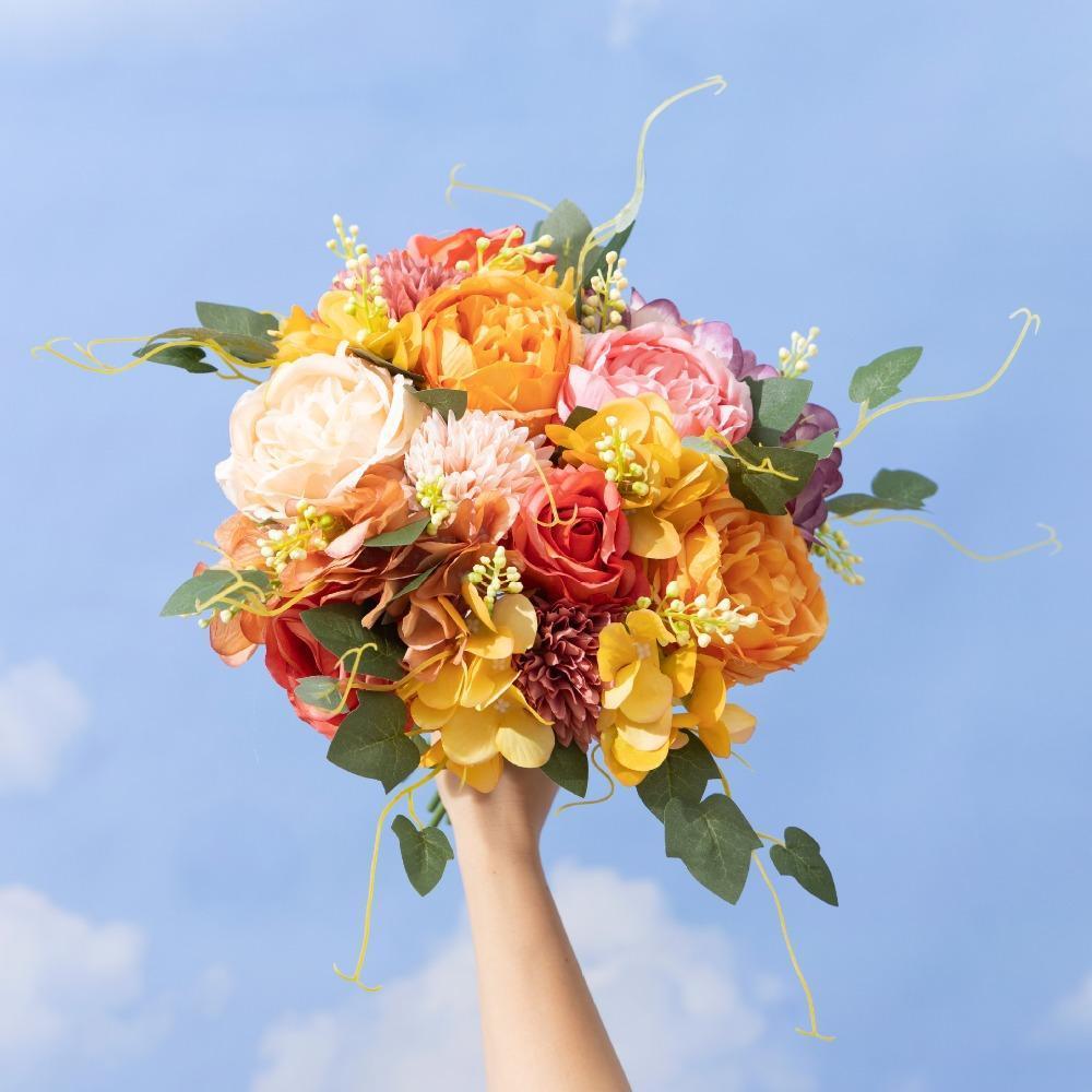 Multipurpose Artificial Flowers 2 Bouquets | DIY Wedding Party Home Decor & Baby Shower in White Pink Champagne Yellow Blue 6 Colors