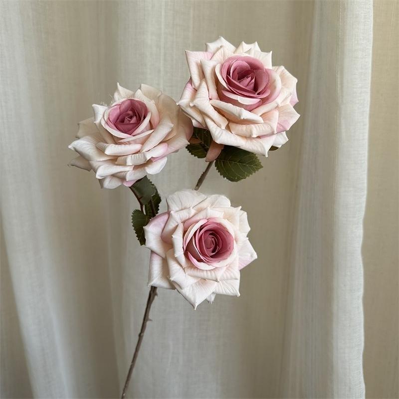 Pink large artificial rose branch for wedding centerpiece and home decor