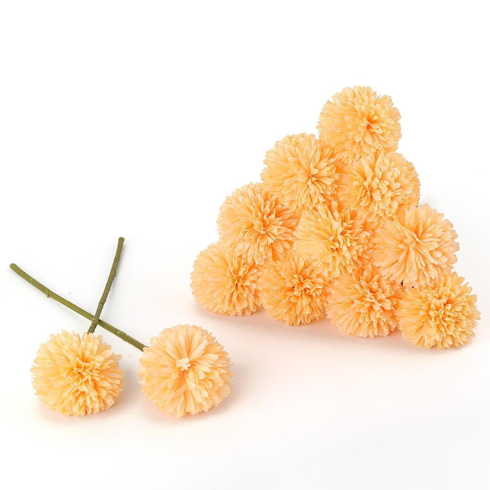 Artificial Chrysanthemum Ball Flowers 6pcs | Wedding Centerpiece Party Home Garden & DIY Decor in White Pink Purple 8 Colors