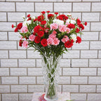 Artificial Carnation Flowers with Stems 2pcs | Wedding Home Table Centerpiece & Floral Arrangement in White Yellow Red Pink 6 Colors