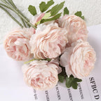 Artificial Silk Peony Flowers | Wedding Bouquet Wreath Home Decor & Centerpiece in White Pink