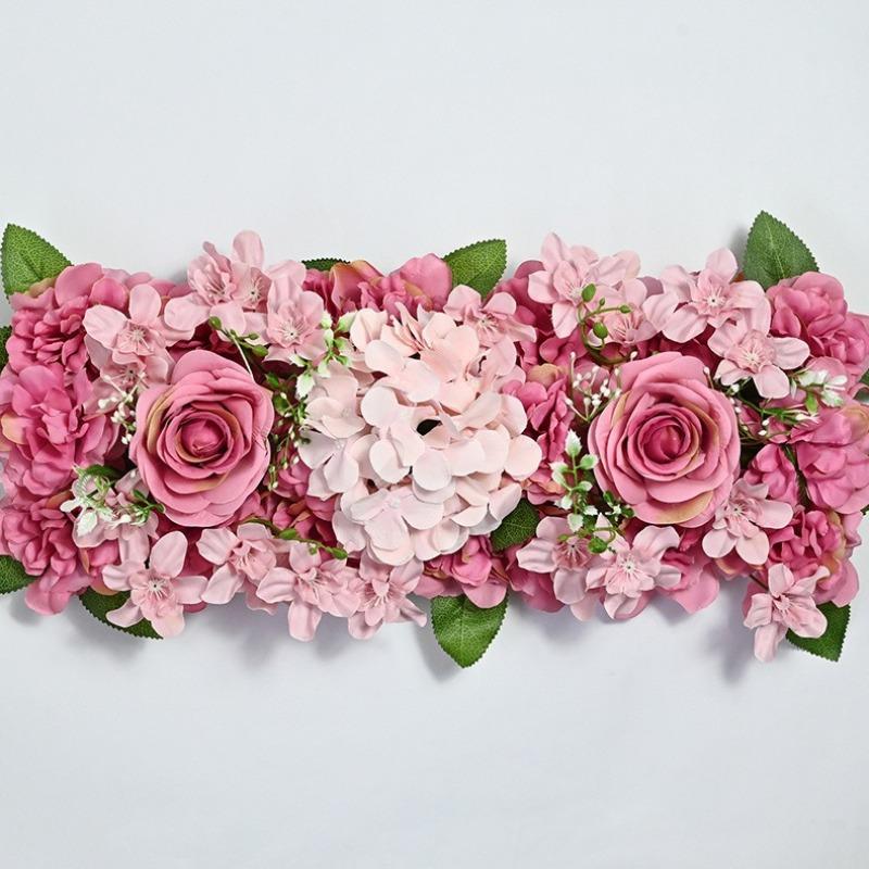 Faux Rose Flower Row Arrangements | Realistic Silk Flowers for Wedding Table Centerpiece & Reception in 4 Colors