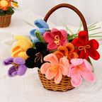 Crochet Flowers Handmade Bouquet | Decorative Floral Arrangement for Room Anniversary Birthday Wedding & Celebration Gift in Orange Pink White Red