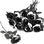 Black And White Roses With Stems for modern wedding decor by IPOPU