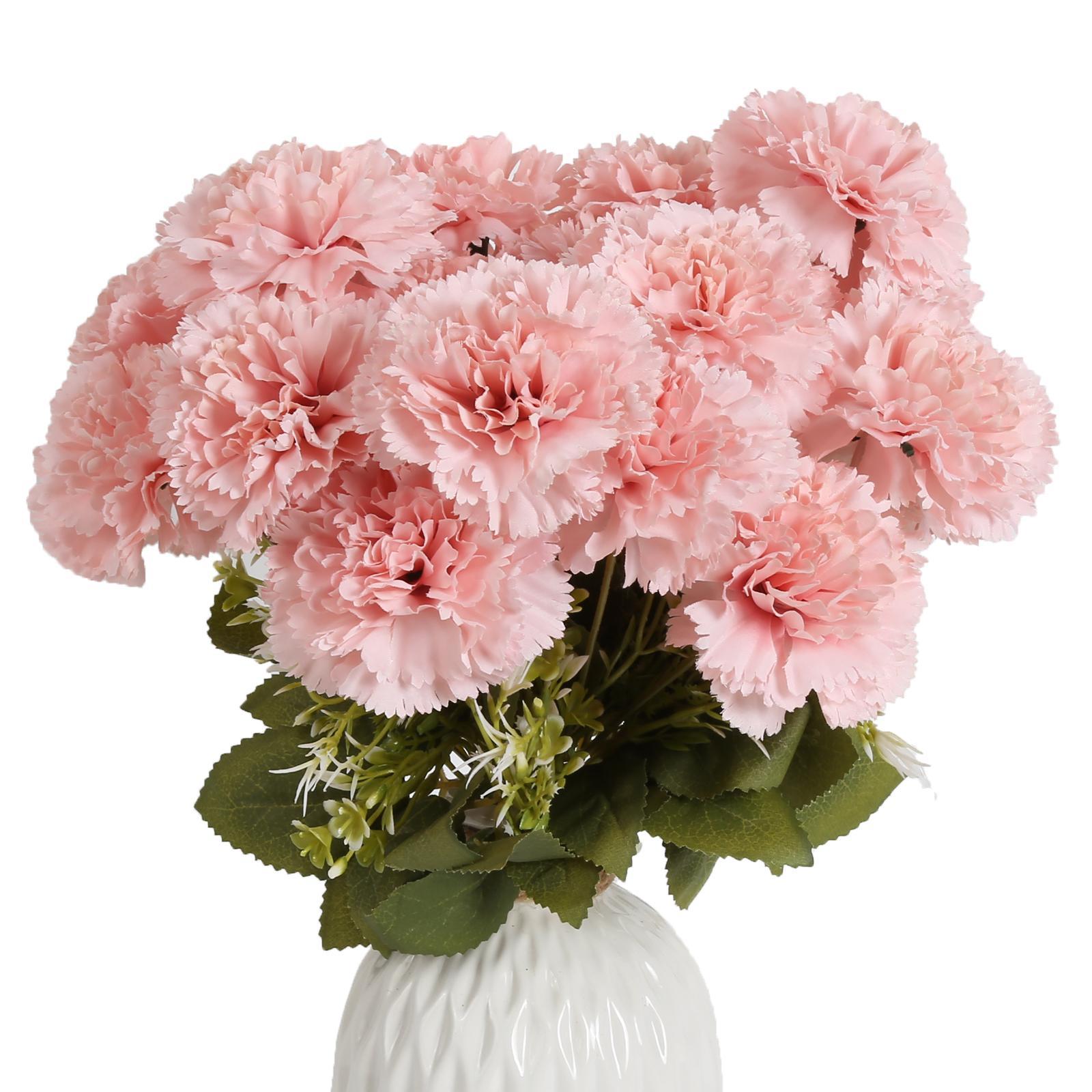 21-Head Artificial Carnation Stems | DIY Wedding Bridal Bouquet Table Centerpiece Home Party Decor White Pink Red Champagne Yellow Purple