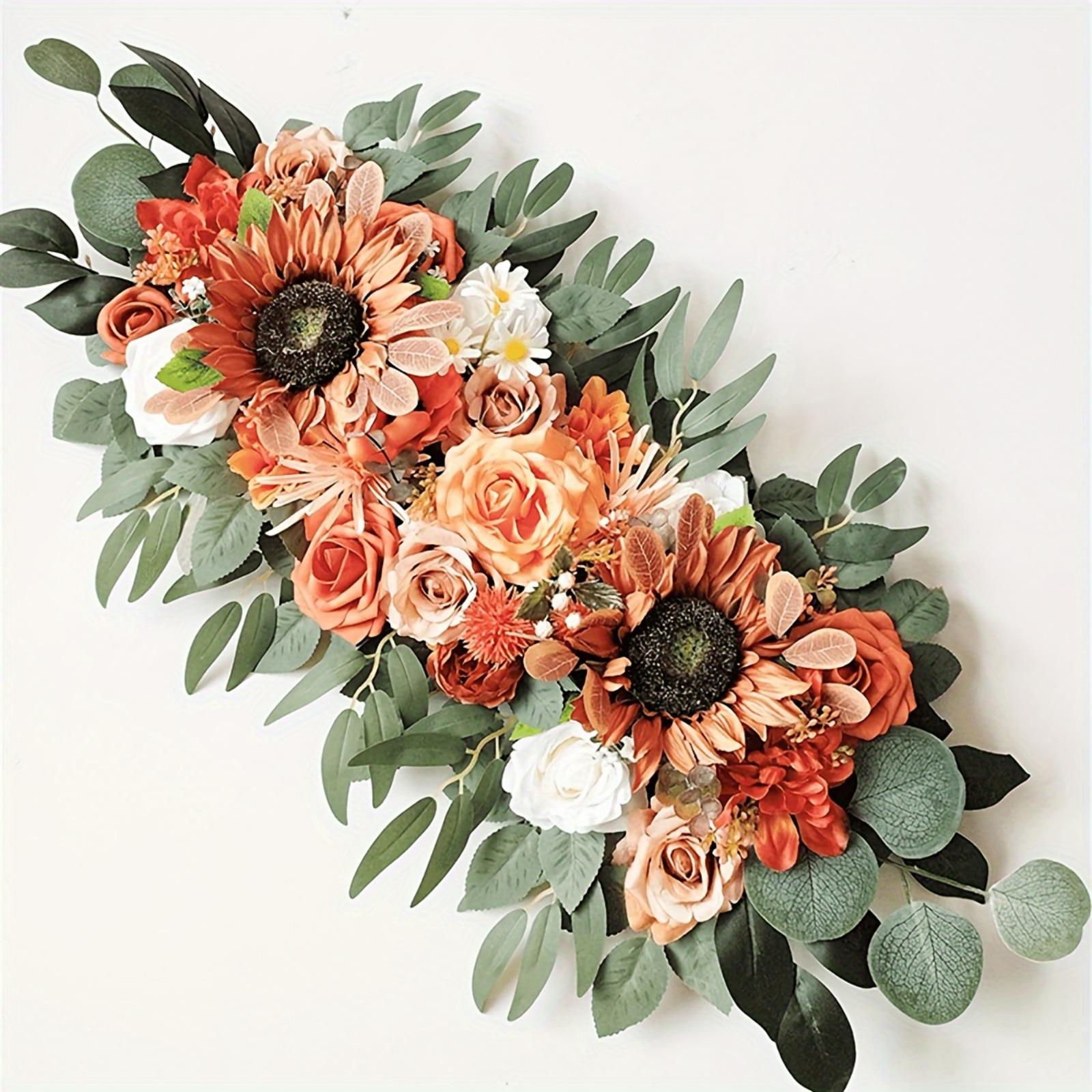 Artificial Flower, Simulation Decorative Flower Row Artificial Rose Flower Panels Simulation Flowers Wall Hanging Decor Wedding Flower Wedding Flower Ornament