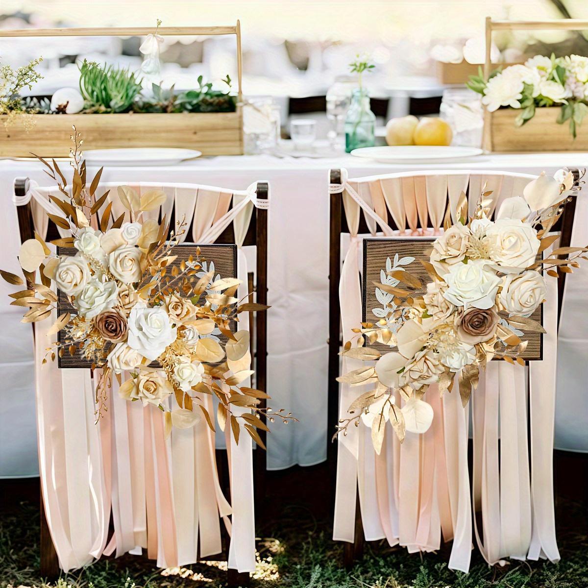 Boho Wedding Arch Garland Set of 2 | Eucalyptus Willow & Fabric Flowers for Indoor Outdoor Ceremony Decor