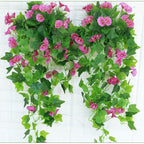 Artificial Hanging Pothos Vines with Flowers | Indoor & Outdoor Wall Balcony Living Room Home Decor in Pink White Yellow