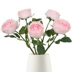 Real Touch Fuchsia Rose Stems 5pcs | Wedding Bouquet Centerpiece Home Decor in White Pink Dark Pink Beige Light Pink