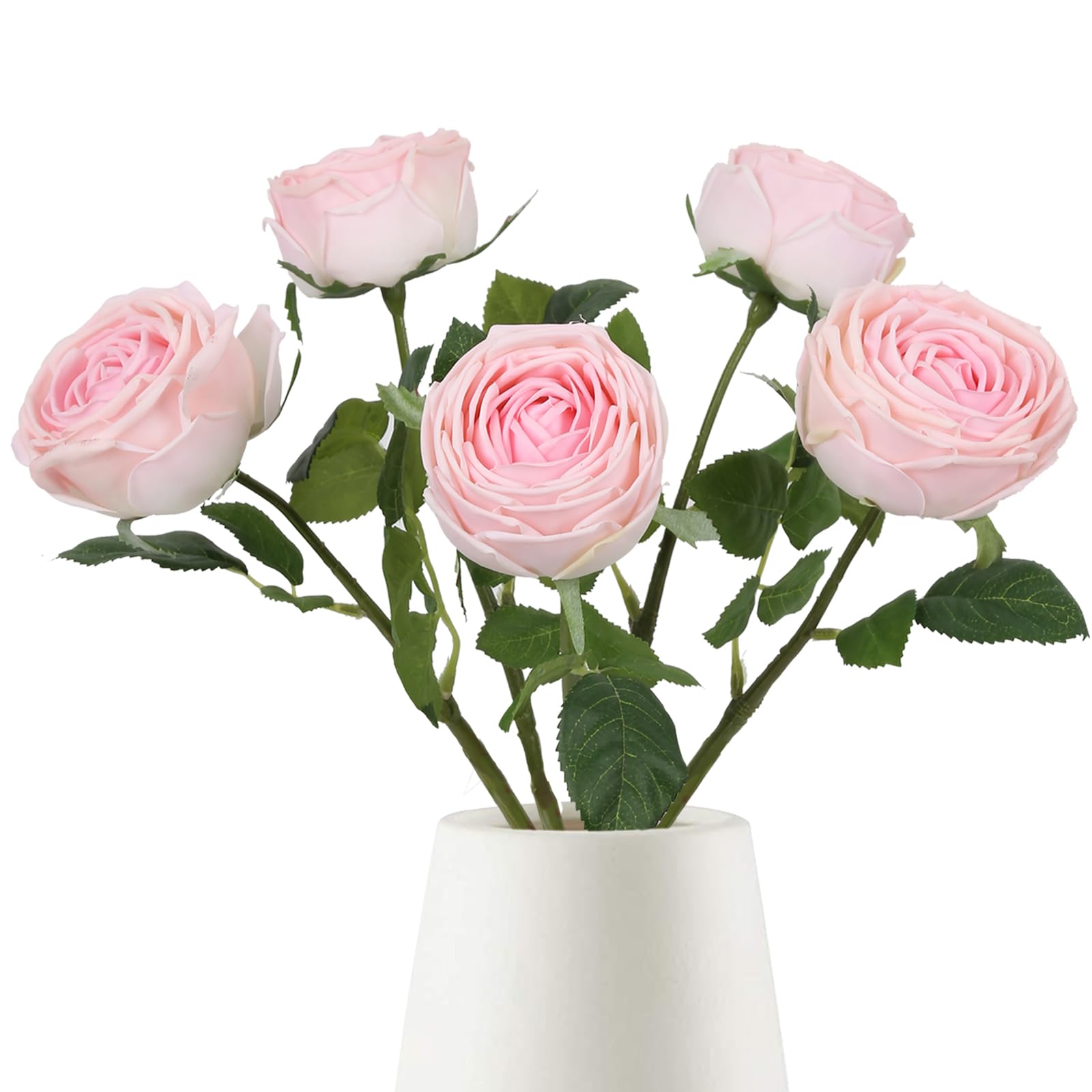 Real Touch Fuchsia Rose Stems 5pcs | Wedding Bouquet Centerpiece Home Decor in White Pink Dark Pink Beige Light Pink