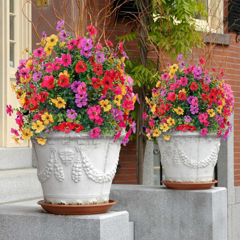 Outdoor Artificial Rose Bushes with Ground Garden Stake | Weather-Resistant Faux Flowers for Garden Yard Patio & Pathway Decor