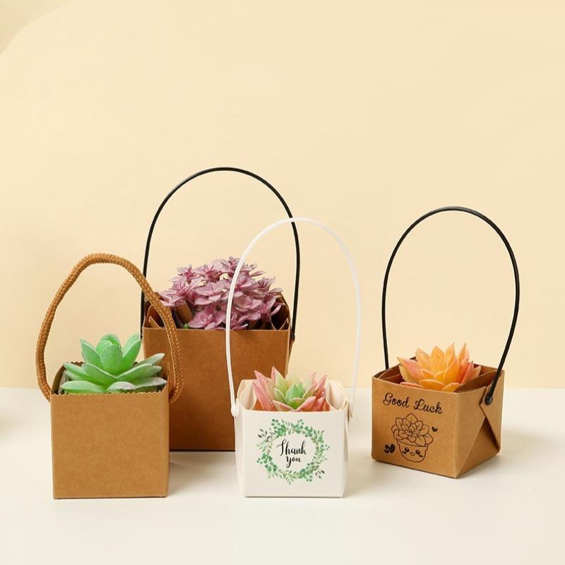 Succulent Gift Box Kraft Paper Bags with Handles | Party Favors for Wedding Baby Shower Birthday & Graduation