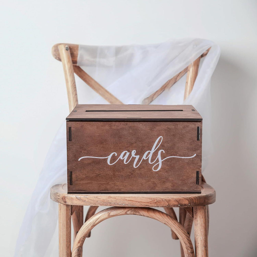 Wooden Wedding Card Box with Slot and Lid | Rustic Reception Gift Money & Card Holder Keepsake