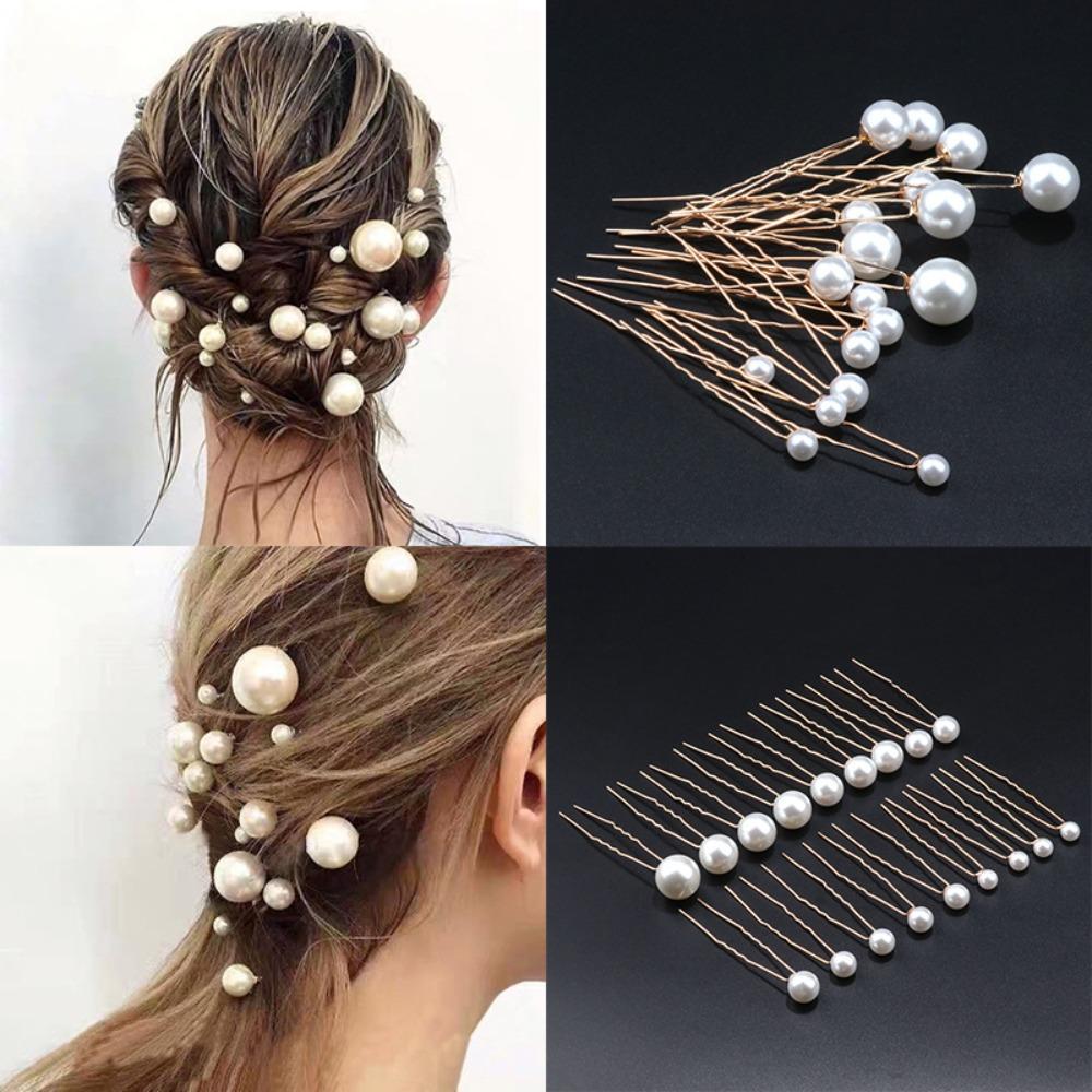 U-Shaped Pearl Hair Pins Set of 36 | Gold & Silver Bridal Bobby Pins for Wedding Prom Updo