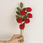 Handmade Wool Rose Bouquet Set of 2 | Multi-Headed Forever Roses Gift for Valentine's Day Anniversary in Red Pink Blue Purple