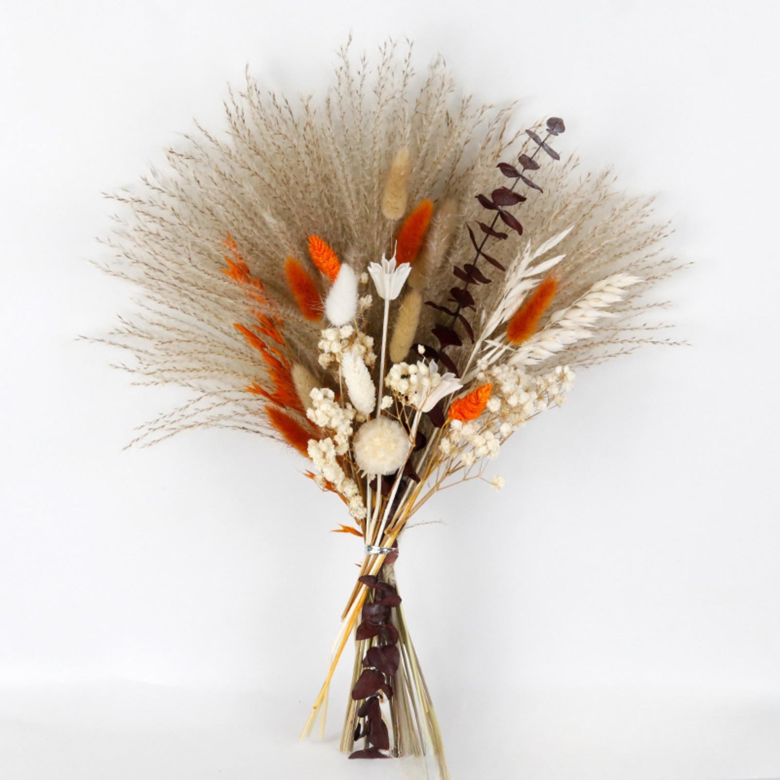 Rustic Red Dried-Effect Flower Bouquet with Baby's Breath and Eucalyptus | Living Room Wedding Table & Home Decor Gift