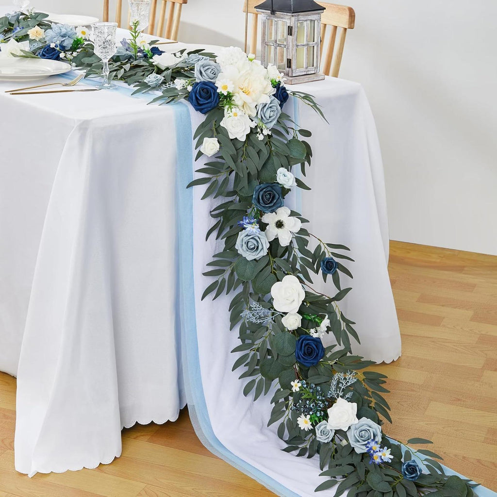 5.9ft Artificial Rose Vine Garland | Wedding Arch Backdrop Boho Decor in Orange Blue Red Purple Pink