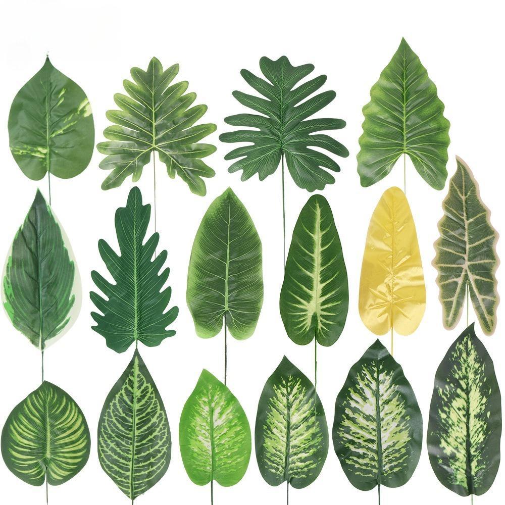 Artificial Monstera Palm Tropical Leaves 20pcs | Home Party Office Store & DIY Decor in 4 Styles A B C D