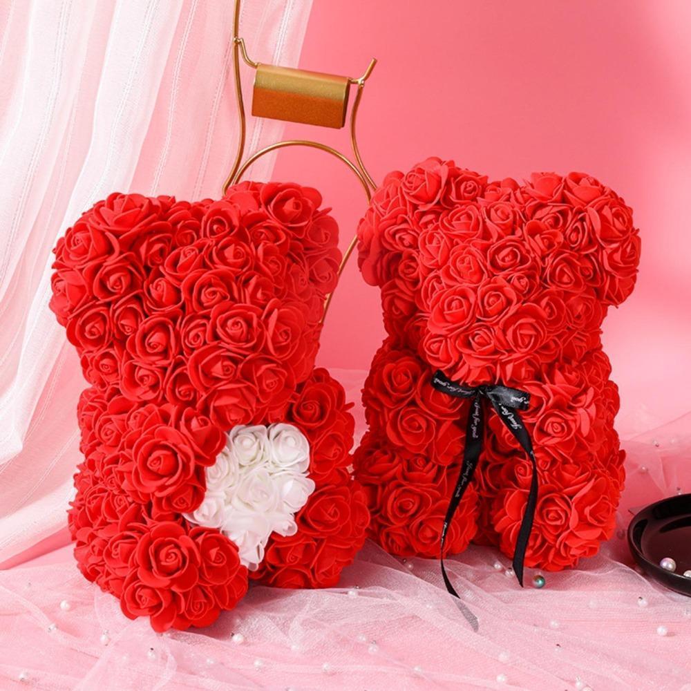 Foam Rose Teddy Bear with Gift Box |5.9" Valentine's Day Birthday Gift for Her
