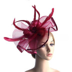 Women's Flower Headband with Veil & Feather Hair Clip | Tea Party Wedding Cocktail Headwear in 3 Colors