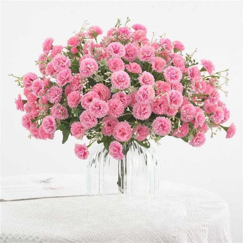 Bulk Carnation Artificial Flowers with Stems | Wedding Home Hotel & Outdoor Decor in Orange Pink Purple White Champagne 5 Colors
