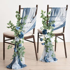 Artificial Rose Greenery Swag for Wedding Chair Pew & Aisle | Ceremony Backdrop Floral Decoration in Orange Pink Purple White Blue