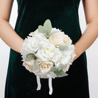 Silk Artificial Wedding Bouquet for Bride & Bridesmaids | Bridal Bouquet Wedding Decor in Blue Pink Champagne