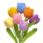 Handmade Crochet Tulip Bouquet 8pcs | Mother's Day Birthday Anniversary Home Decor & Gift in Red White Purple Pink Dark Pink Blue